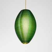 Waldgrün Pendelleuchte | Smaragdgrüner Bienenstock-Lampenschirm Moderne Lampe Art Deco Oval B20cm X H30cm von AyusDesign