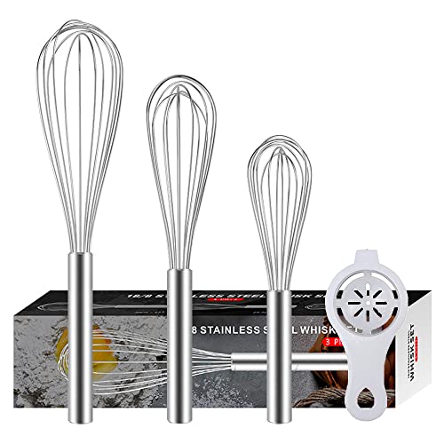 Schneebesen aus Edelstahl, 20,3 cm + 25,4 cm + 30,5 cm, Schneebesen-Set für Küche, Ballon, zum Kochen, Mischen, Schneebesen, Schlagen und Rühren, 3 Stück Schneebesen aus Edelstahl, 20,3 cm + 25,4 cm + 30,5 cm, Schneebesen-Set für Küche, Ballon, zum Kochen, Mischen, Schneebesen, Schlagen und Rühren, 3 Stück von Ayvicco