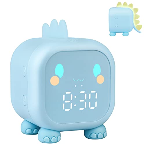 Ayybboo Kinderwecker Digitaler,Wecker Digital Sonnenaufgangssimulator Kinderwecker für Mädchen Jungen mit Bunte Lichter Leiser Wecker Ohne Ticken Schlafzimmer (Blau) von Ayybboo