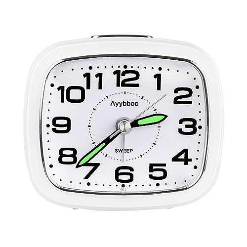 Ayybboo Wecker Analog Ohne Ticken mit Snooze Nachtlicht Lautlos Ziffernblatt Quarzwecker,Lernwecker Wecker Schlafzimmer (Reines Weiß) von Ayybboo