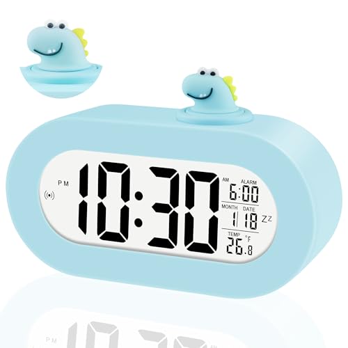 Ayybboo Wecker Kinder Jungen Mädchen,LCD Dinosaurier Digitaluhr mit Automatische Nachtbeleuchtung,Snooze,Temperatur,Kinderwecker für Schulanfänger,Einschulungsgeschenk von Ayybboo