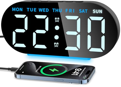 Ayybboo Wecker Digital mit Große LED-Display,Wecker mit Helligkeit Regelbar, Snooze, 12/24H, Digitaler Uhr Netzbetrieben/Batteriebetrieb Schlafzimmeruhr(Blau) von Ayybboo