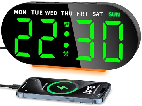 Ayybboo Wecker Digital mit Große LED-Display,Wecker mit Helligkeit Regelbar, Snooze, 12/24H, Digitaler Uhr Netzbetrieben/Batteriebetrieb Schlafzimmeruhr(Grün) von Ayybboo