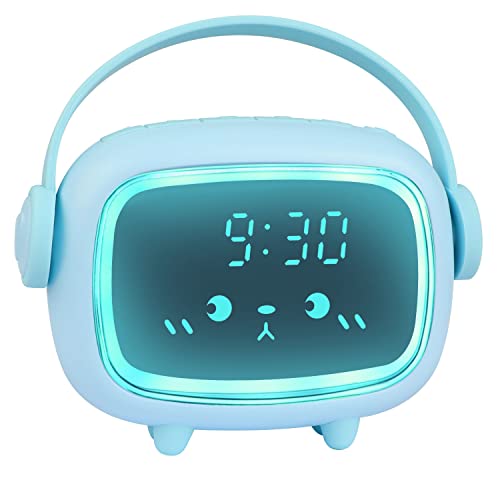 Ayybboo Wecker Kinder,Digital Kinderwecker für Mädchen Jungen,Digitaluhr Engel Wecker Uhr Wecker mit Lichter und Schlummerfunktion (Blau) von Ayybboo