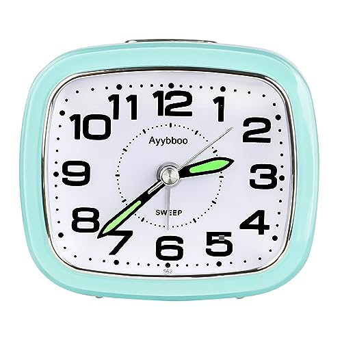 Ayybboo Wecker Analog Ohne Ticken mit Snooze Nachtlicht Lautlos Ziffernblatt Quarzwecker,Lernwecker Wecker Schlafzimmer (Grün) von Ayybboo