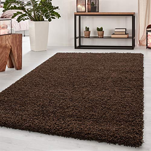 Ayyildiz Teppich-Hochflor Shaggy Teppich Langflor 5 Einfarbig Wohnzimmer, Polypropylen, Braun, 65 X 130 von Ayyildiz Teppich