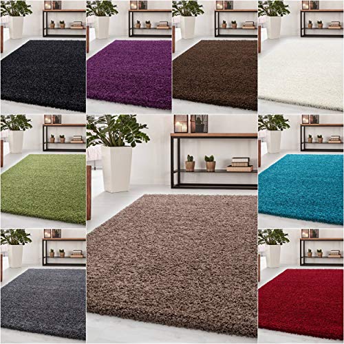 Ayyildiz Teppich-Hochflor Shaggy Teppich Langflor 5 Einfarbig Wohnzimmer, Polypropylen, Taupe, 120 X 120 von Ayyildiz Teppich