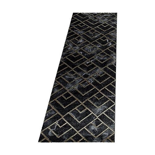 Teppich Läufer Wohnzimmer Gold 80x250 Marmor Design aus Polypropylen Stilvoll Günstig von Ayyildiz Teppich