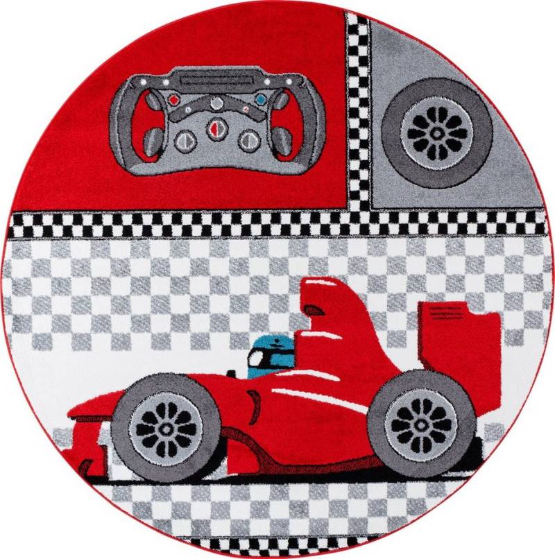 Ayyildiz Teppiche Kinderteppich Kids 460, rund, Höhe: 12 mm, Kurzflor, Motiv Rennwagen Ayyildiz Teppiche Kinderteppich Kids 460, rund, Höhe: 12 mm, Kurzflor, Motiv Rennwagen von Ayyildiz Teppiche