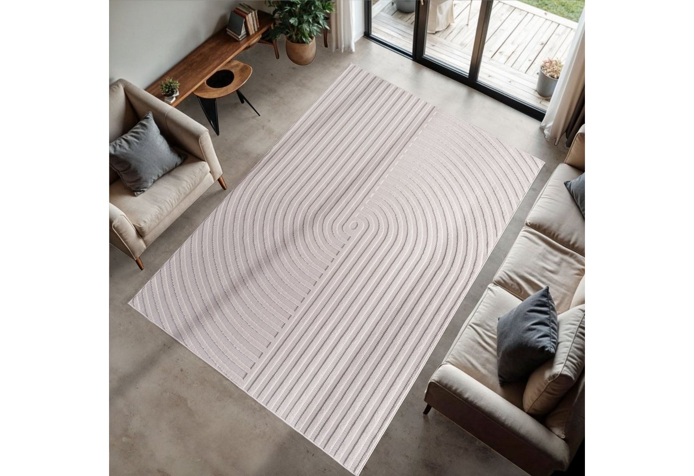 Ayyildiz Teppiche Teppich DOHA 1658, rechteckig, Höhe: 4 mm, Läufer, 3D Hoch-Tief-Effekt, weicher Kurzflor, In- und Outdoor von Ayyildiz Teppiche