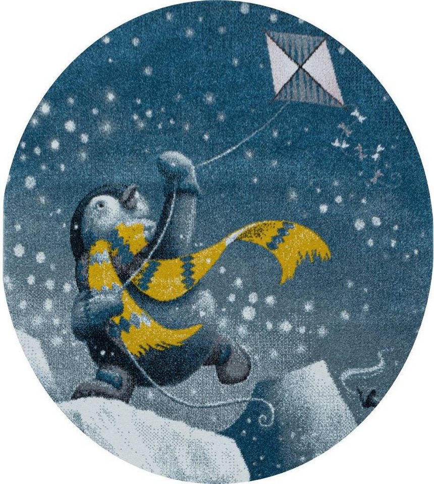 Kinderteppich, Homtex, Ø 120 cm Rund, Runde Kinderteppich süßer Pinguin Giancasa, kinderzimmer von Homtex