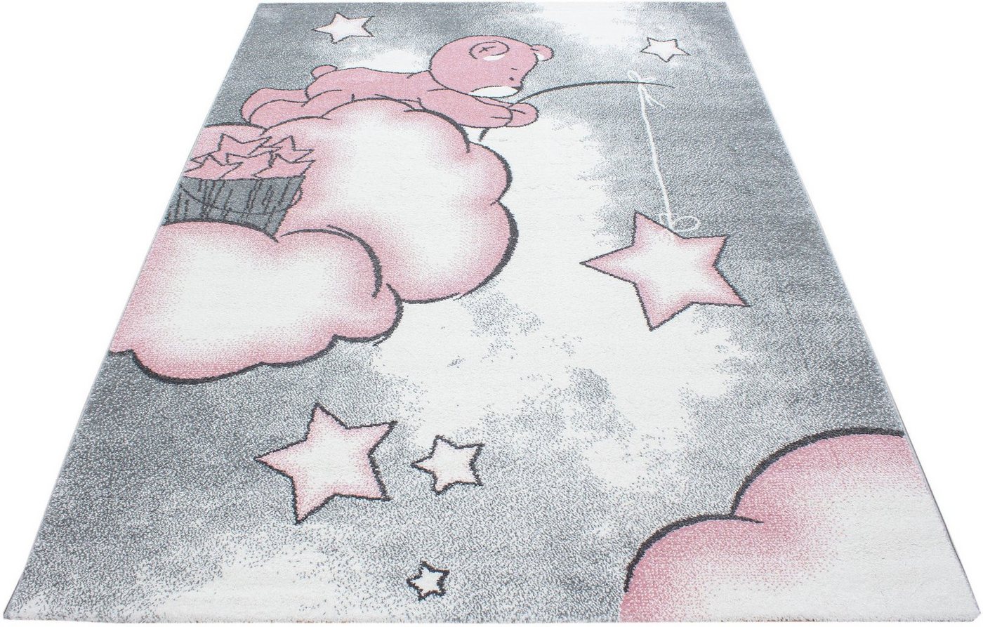 Kinderteppich Kids 580, Ayyildiz Teppiche, rechteckig, Höhe: 12 mm, Teddybär, Sterne Design, Kurzflor von Ayyildiz Teppiche