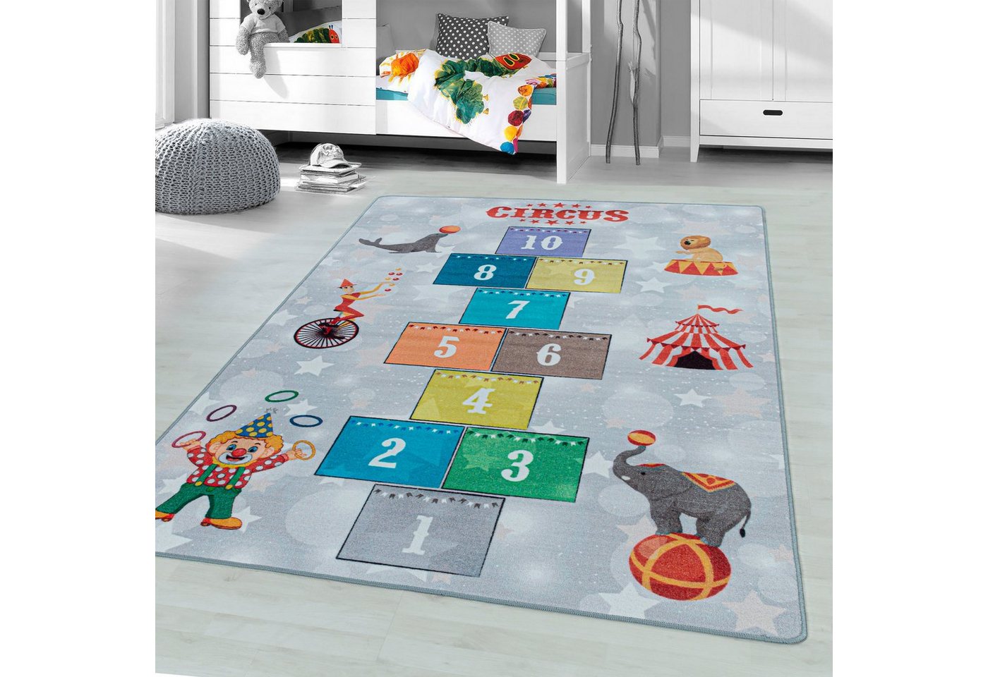 Ayyildiz Teppiche Kinderteppich PLAY 2909, rechteckig, Höhe: 6 mm, Kurzflor, Zirkus, Clown, Zahlen Spiele Hüpf Teppich, Kinderzimmer Ayyildiz Teppiche Kinderteppich PLAY 2909, rechteckig, Höhe: 6 mm, Kurzflor, Zirkus, Clown, Zahlen Spiele Hüpf Teppich, Kinderzimmer von Ayyildiz Teppiche