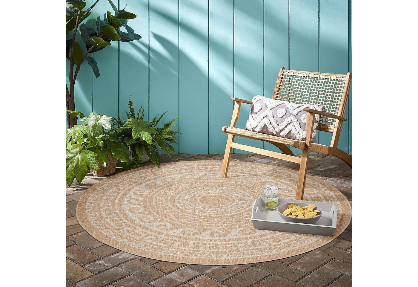 Ayyildiz Teppiche Outdoorteppich COMILLA 0887, rund, Höhe: 5 mm, Pflegeleicht / Strapazierfähig / In- und Outdoor geeignet von Ayyildiz Teppiche