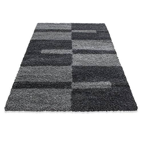 Ayyildiz Stilvoller Designer Hochflor Teppich mit Karo- und Linienmuster, Flauschiger Langflor, Pflegeleicht, Shaggy Flokati, Ideal fürs Wohnzimmer, Größe:100 x 200 cm, Farbe:Grau Ayyildiz Stilvoller Designer Hochflor Teppich mit Karo- und Linienmuster, Flauschiger Langflor, Pflegeleicht, Shaggy Flokati, Ideal fürs Wohnzimmer, Größe:100 x 200 cm, Farbe:Grau von Ayyildiz