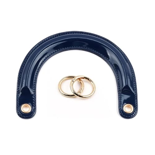 Leder Taschenhenkel 2 Stück Handtaschengriffe aus Leder in U-Form mit Verbindungsschnalle for selbstgemachte Damenhandtaschen, Ersatzgriffe, handgefertigtes Taschenzubehör(Blue Gold Buckle) von Ayztantine