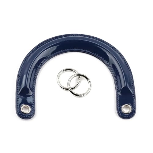 Leder Taschenhenkel 2 Stück Handtaschengriffe aus Leder in U-Form mit Verbindungsschnalle for selbstgemachte Damenhandtaschen, Ersatzgriffe, handgefertigtes Taschenzubehör(Blue Silver Buckle) von Ayztantine