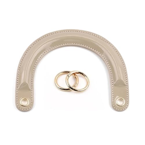 Leder Taschenhenkel 2 Stück Handtaschengriffe aus Leder in U-Form mit Verbindungsschnalle for selbstgemachte Damenhandtaschen, Ersatzgriffe, handgefertigtes Taschenzubehör(Brown Gold Buckle) von Ayztantine