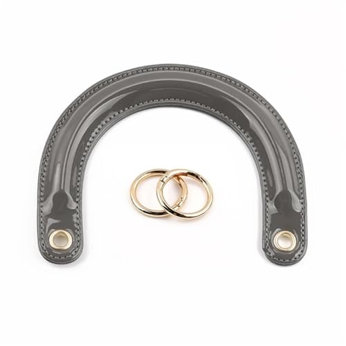 Leder Taschenhenkel 2 Stück Handtaschengriffe aus Leder in U-Form mit Verbindungsschnalle for selbstgemachte Damenhandtaschen, Ersatzgriffe, handgefertigtes Taschenzubehör(Gray Gold Buckle) von Ayztantine