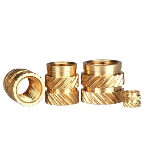 Rändelmuttern Aus Messing Messing-Hot-Melt-Einsatz, Rändelmutter, Gewinde, Wärmeformen, SL-Typ, Doppel-Twill-Injektions-Einbettungsmutter for 3D-Drucker M2M2,5M3M4M5M6(Length 6mm 50pcs,M3(OD4.5mm)) von Ayztantine