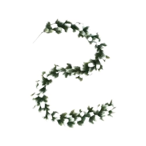 Weihnachtsgirlande Künstlich 190CM Künstliche Pflanzen Weihnachten Girlande Kranz Home Party Hochzeit Dekoration Kiefer Rattan Hängen Ornament(Green and White) von Ayztantine
