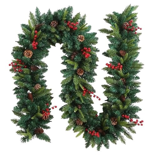 Weihnachtsgirlande Künstlich 2,7 m Weihnachts-Rattan-Girlande, dekorative Treppe, Kamin, Weihnachtsdekoration, Weihnachtsbaum, Rattan-Banner, Heim-Treppenanhänger von Ayztantine