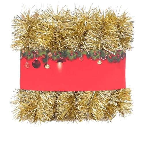 Weihnachtsgirlande Künstlich Weihnachten Kranz Dekoration Zubehör Grün Gold Gefälschte Gras Streifen Aktivität Indoor Outdoor DIY Szene Layout Schaufenster Liefert(Gold 10m) von Ayztantine