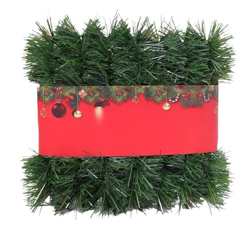 Weihnachtsgirlande Künstlich Weihnachten Kranz Dekoration Zubehör Grün Gold Gefälschte Gras Streifen Aktivität Indoor Outdoor DIY Szene Layout Schaufenster Liefert(Green 5m) von Ayztantine