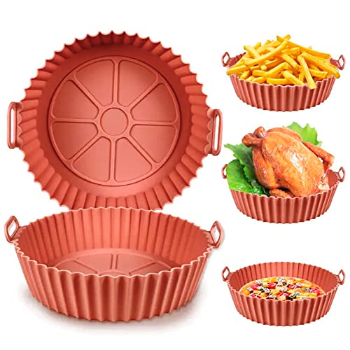 Azala Silikon-Form für Luftfritteuse, 20 cm, wiederverwendbarer Silikontopf für AIRFYER | Ölfreie Fritteuse, BPA-frei, Zubehör für Luftfritteuse, Backofen, Mikrowelle usw. (Orange) von Azala