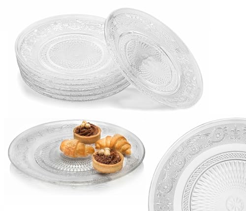AzaliaDesign Tellerset 6 Personen Ø 17 cm Glasteller Kuchenteller Set aus Glas Palazzo von AzaliaDesign