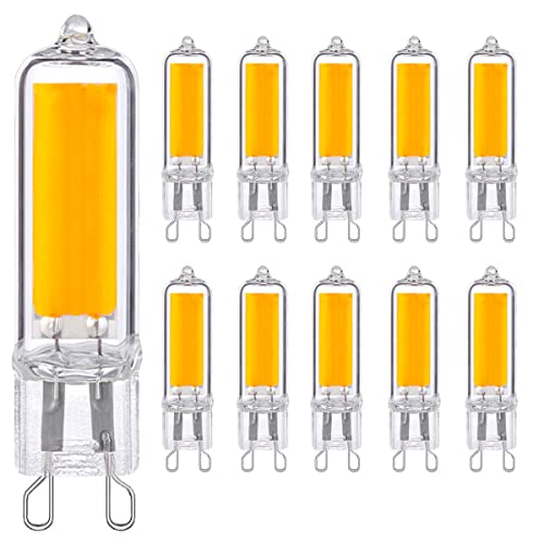 Azanaz 5W G9 LED Lampe, 3000k warmweiß Kein Flackern LED Leuchtmittel, 500 Lumen, Dimmbar 360 Grad Winkel, Ersatz 50W G9 Halogenlampe, 10er Pack von Azanaz