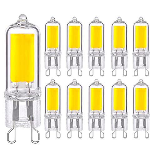 Azanaz G9 LED Lampe Neutrales Licht 4500K, LED Leuchtmittel 3W entspricht 30W-40W Halogenlampe, G9 Glühbirne 300 Lumen, kein Flackern, Dimmbar, Enegiesparende G9 kleine Birne, 10er Set von Azanaz