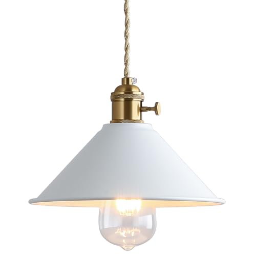 Azanaz Pendelleuchte Hängeleuchte Leuchten Φ 20.5cm mit für E27 Leuchtmittel, Außen Weiß und Innen Weiß, für Wohnzimmer Esszimmer Restaurant Keller Untergeschoss usw von Azanaz