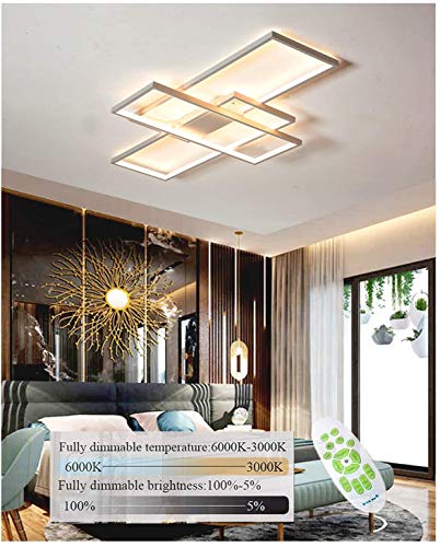 LED Deckenlampe Azanaz Wohnzimmer Deckenleuchte Schlafzimmer Dimmbar Flach 95W Dimmbar farbwechseln mit Fernbedienung Wohnzimmerlampe aus Acryl für Flur Büro Badezimmer Kinderzimmer von Azanaz