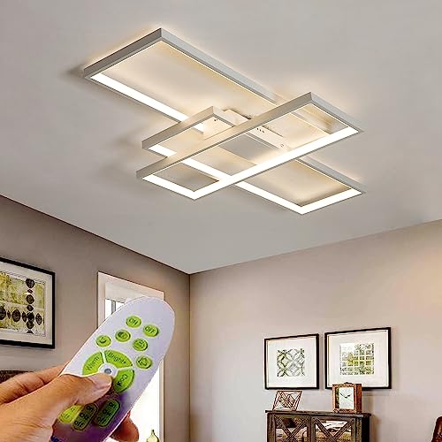 ANZHUANG Deckenlampe Led Wohnzimmer, Deckenleuchte Einbau Led Rechteckig mit Fernbedienung Dimmbar 3000K-6000K, Schlafzimmer Energiespar dekorative Lampen(110 * 60CM/95W, White) von ANZHUANG