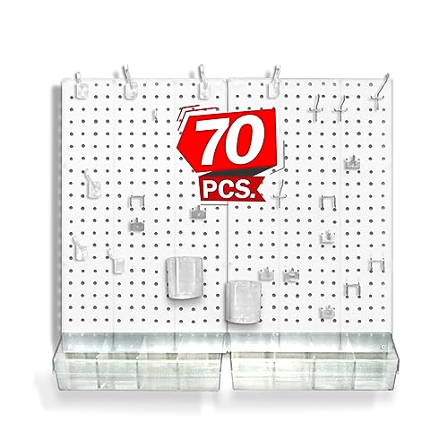 Azar Displays - 900945-WHT 70-teiliges Stecktafel-Organizer-Set (5,1-34,3 x 55,9 cm), weiße massive Stecktafel von Azar Displays