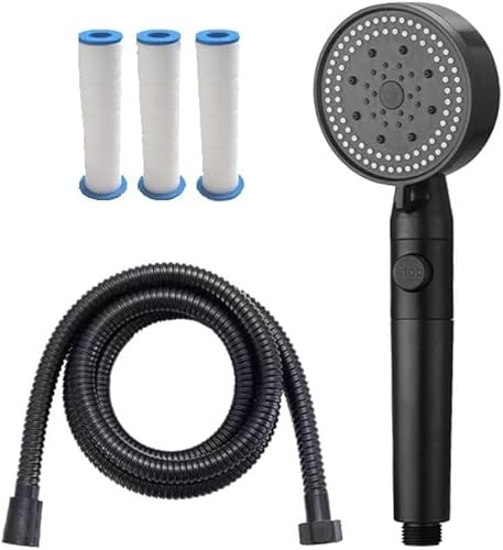 Aquatiful Duschkopf mit hohem Druck & 5 Strahlarten – Wassersparende Handbrause mit Turbo-Lüfter, drehbar & abnehmbar, großer Duschkopf für Bad & Körperpflege (Mit schlauch in 2 Meter,Schwarz) Aquatiful Duschkopf mit hohem Druck & 5 Strahlarten – Wassersparende Handbrause mit Turbo-Lüfter, drehbar & abnehmbar, großer Duschkopf für Bad & Körperpflege (Mit schlauch in 2 Meter,Schwarz) von Azarton