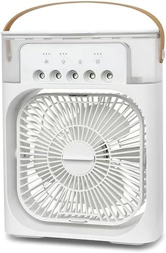 Azarton 3-in-1 Mini Luftkühler & Luftbefeuchter – Tragbarer USB Ventilator mit 7-Farben-LED – Flüsterleise Kühlung für Büro, Schlafzimmer & Home-Office – Kompakt & leistungsstark (Weiß) von Azarton