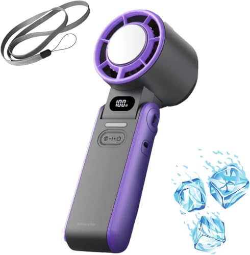 Azarton Mini Handventilator mit Eisplatte – Tragbarer USB-C Ventilator faltbar, 100 Stufen, 10h Akku – Mobiler Lüfter leise für Büro, Outdoor, Reisen & Festivals (Lila) von Azarton
