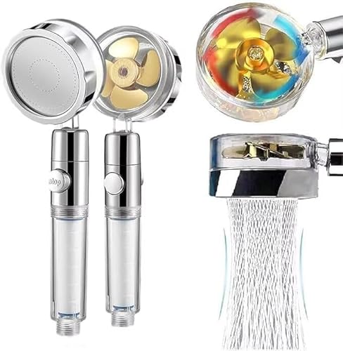 Azarton TURBO-SENSE-DUSCHKOPF,Hochdruck Duschkopf mit Filtersystem – Wassersparender Turbo-Duschkopf mit Druckverstärker für Spa-Gefühl zu Hause (Gelb) von Azarton