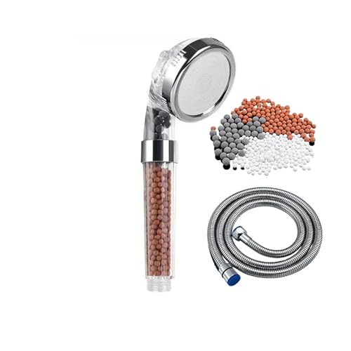 Azarton ecobrause Duschkopf mit hohem Wasserdruck – Wassersparende Handbrause mit Massagefunktion und Regeneffekt für Dusche und Bad (Silver + Schlauch) von Azarton