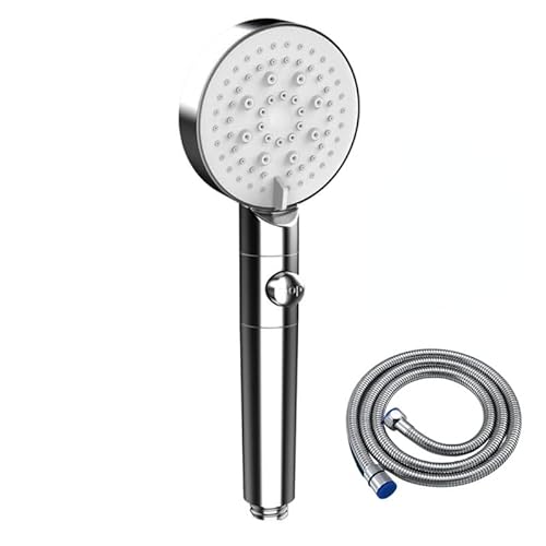 Azarton ecobrause Premium Duschkopf mit 3 Funktionen und Filter – Wassersparende Handbrause mit Massagestrahl und Regendusche für ein angenehmes Duscherlebnis (Silber+schlauch 150 Cm) von Azarton