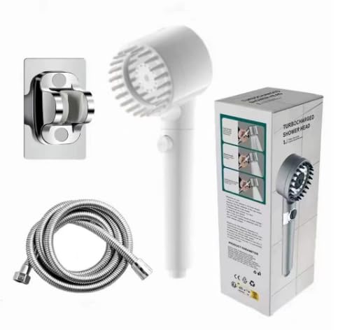 Duschkopf mit Filter 3-in-1 - Chlorfreie Weiches Wasser Duschbrause für Hautpflege & Haare, Wassersparend und Einstellbar Hochdruck-Dusche (2 m schwarzes Rohr,white) von Azarton