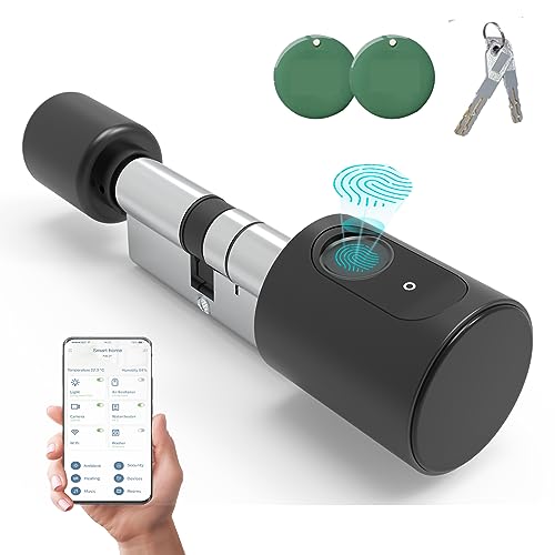 Smart Tuerschloss - Elektronisches Fingerabdruck Schloss Haustuer, Elektrisch Fingerprint Türschloss Zylinder mit App RFID-Karten Bluetooth, Smart Door Lock Tueroeffner von Azarton