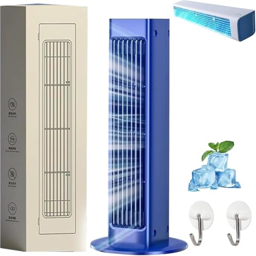 breezamax - QinuxBreeza Max Fan Air Cooler Mini Klimagerät – Mobiler Luftkühler mit 3 Geschwindigkeiten, leise & kompakt, Ventilator für Büro, Schlafzimmer & Küche (Blau,mit Netzbetrieb) von Azarton