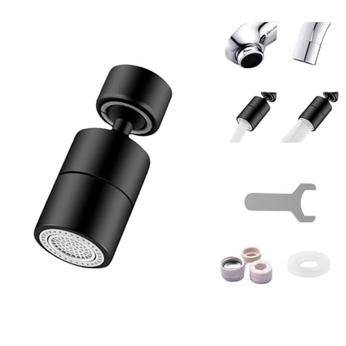 luxxiv FlexiiFlow | 360° Wasserhahnverlängerung – Flexibler Drehbarer Strahlregler für Küche und Bad, einfache Installation, universal passend (Schwarz,2PCS) von Azarton