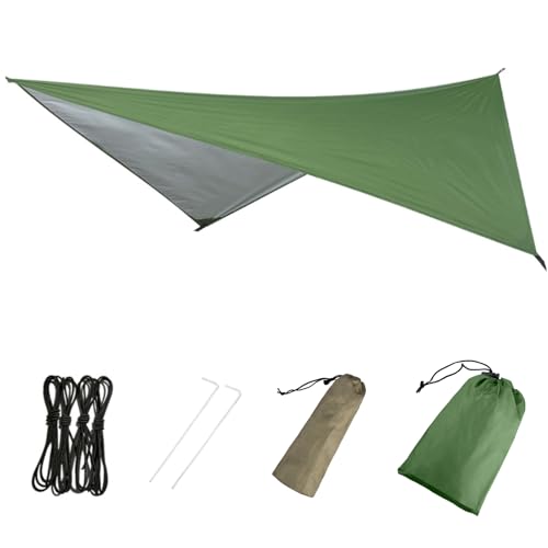 Azarxis wasserdichte Zeltplane, Tarp für Hängematte, Regenschutz und Sonnenschutz, Leicht und Kompakt für Outdoor (Grün, 310 x 310 cm) von Azarxis