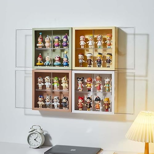 Wandvitrine für Sammlerstücke, Pop Manga, Modellauto – Etagere mit 2 Etagen, transparent, staubdicht, 4 Farben, 24,5 x 24,5 x 8 cm von Azatemgo