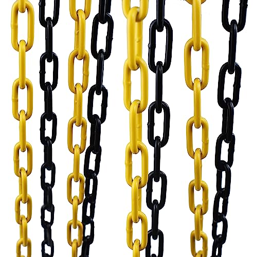 Absperrkette Metall - Zweifarbige Schwarz-Gelb - Warnkette 5 Meter Absperrung 4mm 2 Karabiner - Robuste Stabile - Garagenzufahrt Parkplatz-Absperrung eingesetzt von Azatemgo