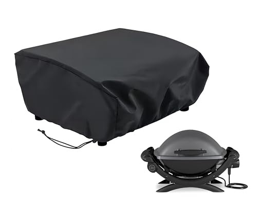 Azatemgo Grill Abdeckhaube aus Oxford-Gewebe 420D – Größe 84 x 60 x 32 cm – Wasserdicht, UV- und Staubdicht – Schwarz – Für Weber Q200/Q220/Q240/Q2000 Serie von Azatemgo